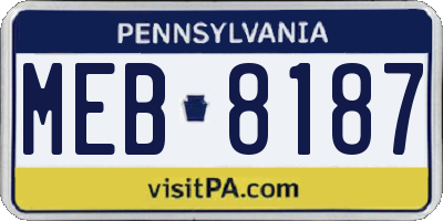 PA license plate MEB8187