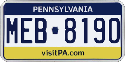 PA license plate MEB8190