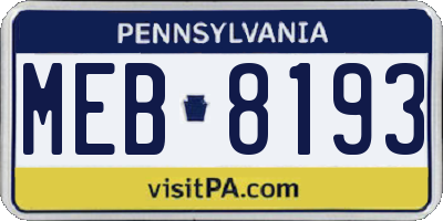 PA license plate MEB8193
