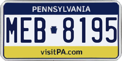 PA license plate MEB8195