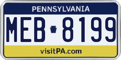 PA license plate MEB8199