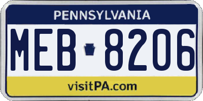 PA license plate MEB8206