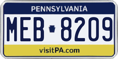 PA license plate MEB8209