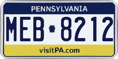 PA license plate MEB8212