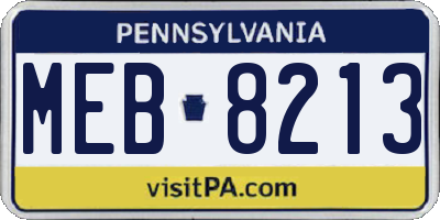 PA license plate MEB8213