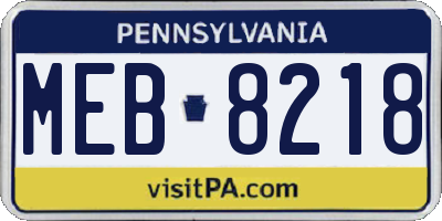 PA license plate MEB8218