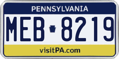 PA license plate MEB8219