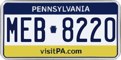 PA license plate MEB8220