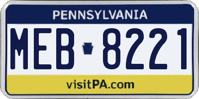 PA license plate MEB8221