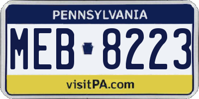 PA license plate MEB8223
