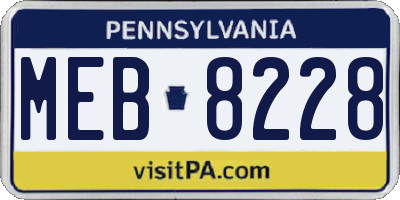 PA license plate MEB8228
