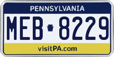 PA license plate MEB8229