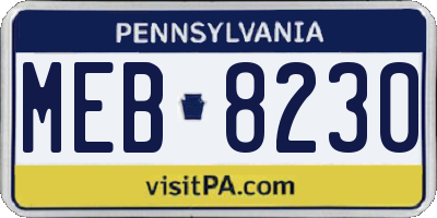 PA license plate MEB8230