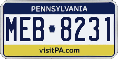 PA license plate MEB8231