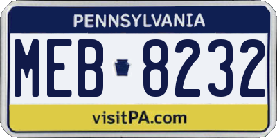 PA license plate MEB8232