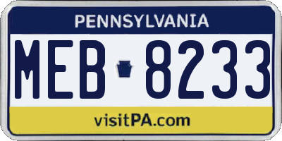 PA license plate MEB8233