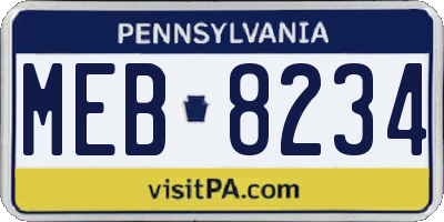 PA license plate MEB8234