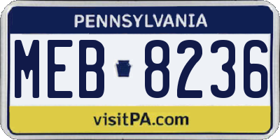 PA license plate MEB8236