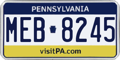 PA license plate MEB8245