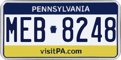 PA license plate MEB8248