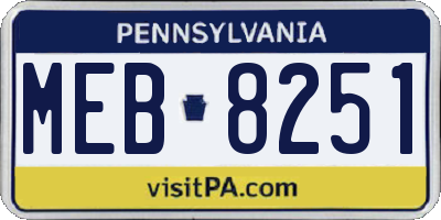 PA license plate MEB8251