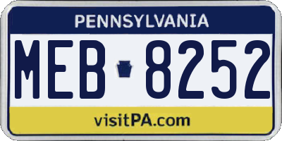 PA license plate MEB8252