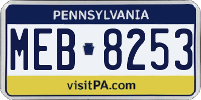PA license plate MEB8253