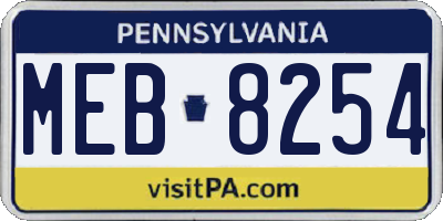 PA license plate MEB8254