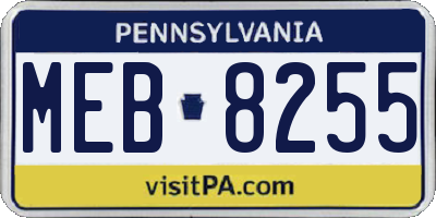 PA license plate MEB8255