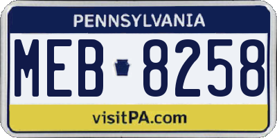 PA license plate MEB8258