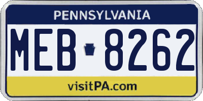 PA license plate MEB8262