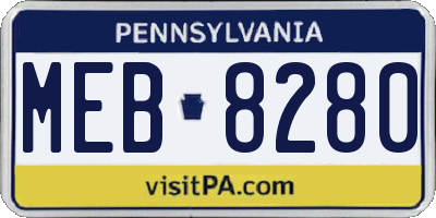 PA license plate MEB8280