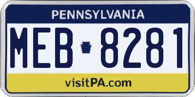 PA license plate MEB8281