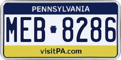 PA license plate MEB8286