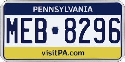 PA license plate MEB8296
