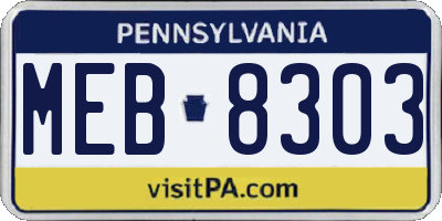 PA license plate MEB8303