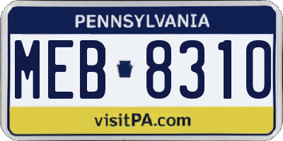 PA license plate MEB8310