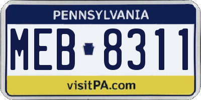 PA license plate MEB8311