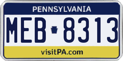 PA license plate MEB8313