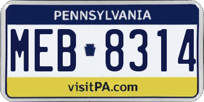 PA license plate MEB8314