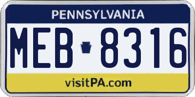PA license plate MEB8316