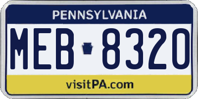 PA license plate MEB8320