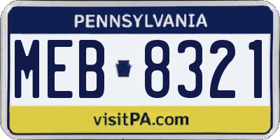PA license plate MEB8321