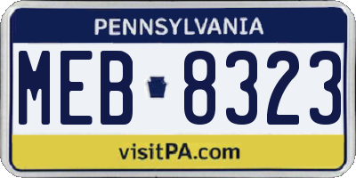 PA license plate MEB8323