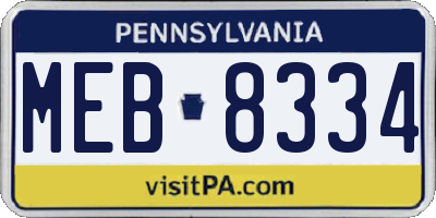 PA license plate MEB8334