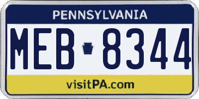 PA license plate MEB8344