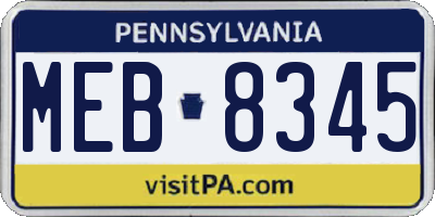 PA license plate MEB8345