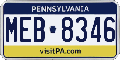 PA license plate MEB8346