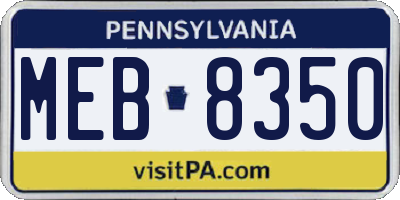 PA license plate MEB8350