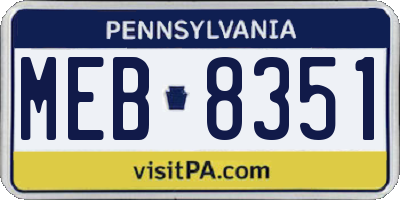 PA license plate MEB8351